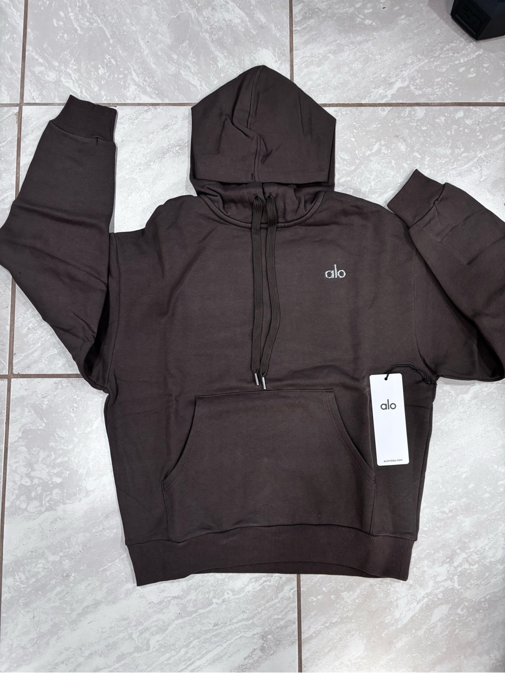 ALO Yoga unisex espresso Hoodie with Subtle Logo